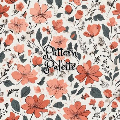 Coral Blossoms Seamless Pattern, Spring Floral..