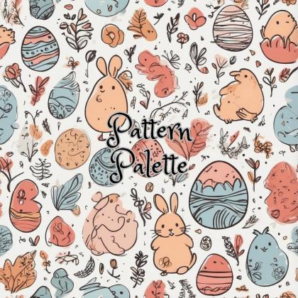 Easter Whimsy Seamless Pattern, Easter-themed..