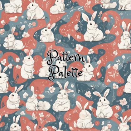 Whimsical Rabbits And Florals Seamless Pattern,..