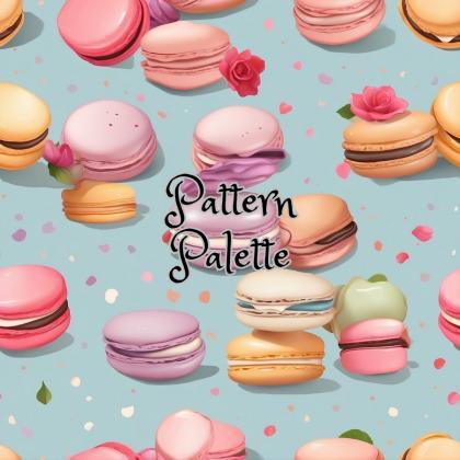 Macarons And Roses Playtime Seamless Pattern, Cute..
