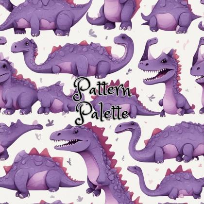 Purple Dinosaurs Seamless Pattern, Cute Fabric..