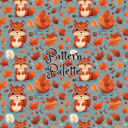 Autumn Squirrels And Foliage Seamless Pattern,..