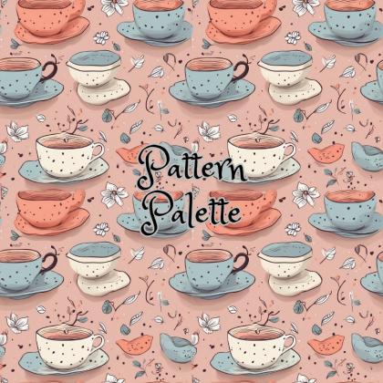 Whimsical Teacups And Florals Seamless Pattern,..