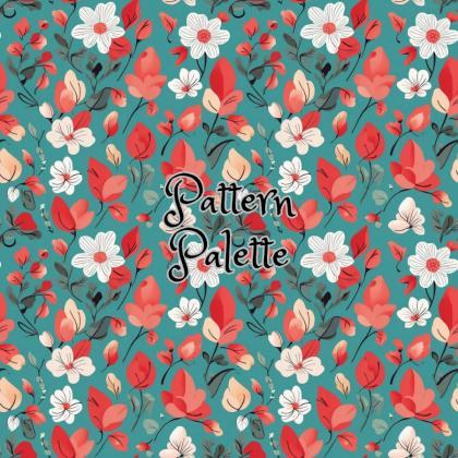 Floral Teal Blossom Seamless Pattern, Cute Fabric..