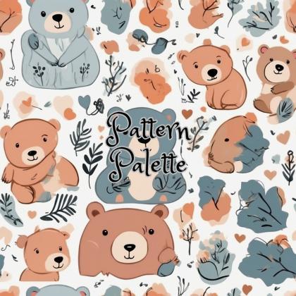 Whimsical Bears In Pastel Seamless Pattern, Fabric..