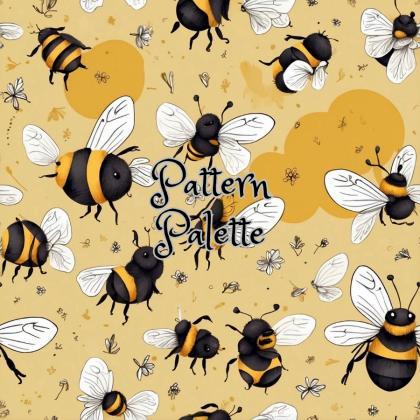 Bumble Bee Buzz Seamless Pattern, Fabric Pattern,..