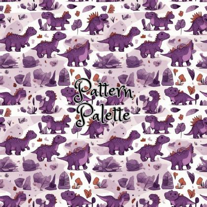 Cute Purple Dinosaurs Seamless Pattern, Fabric..