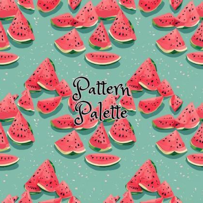 Summer Watermelon Slices Seamless Pattern, Fabric..