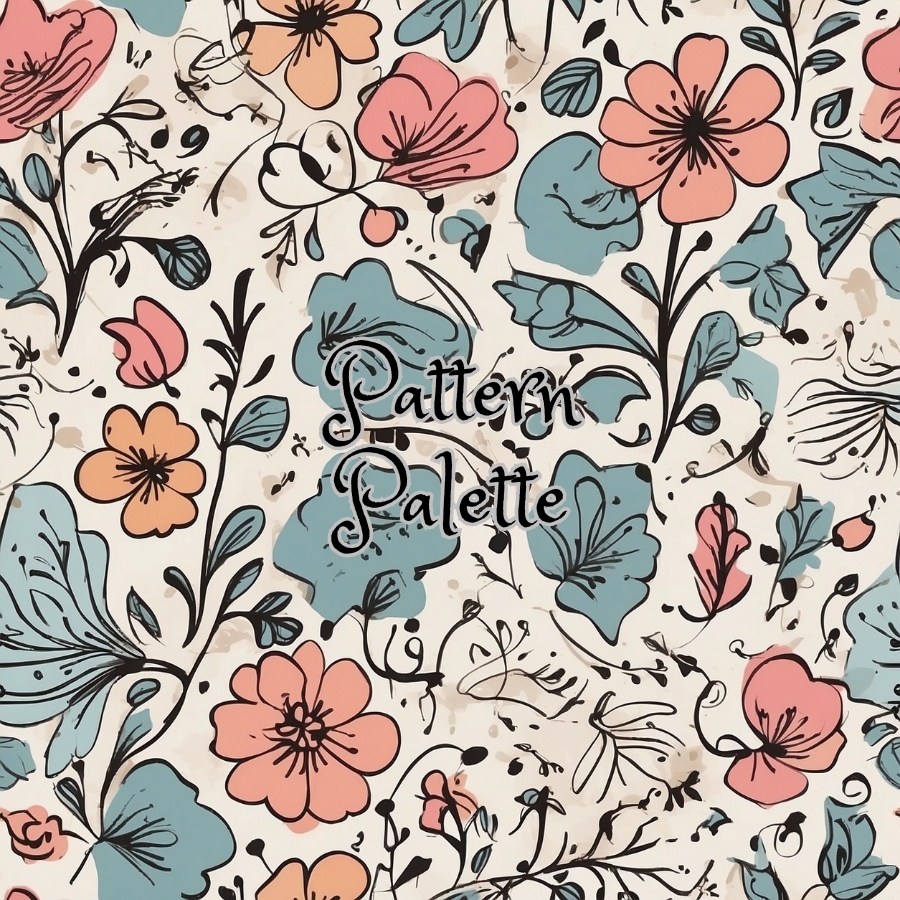 Springtime Sketches Seamless Pattern, Spring Floral Pattern, Fabric Pattern, Digital Paper, Fabric Design