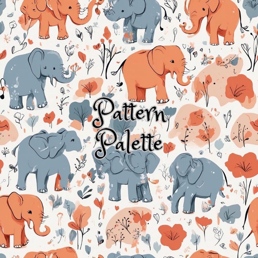Elephant Parade Seamless Pattern, Fabric Pattern, Digital Paper, Fabric Design