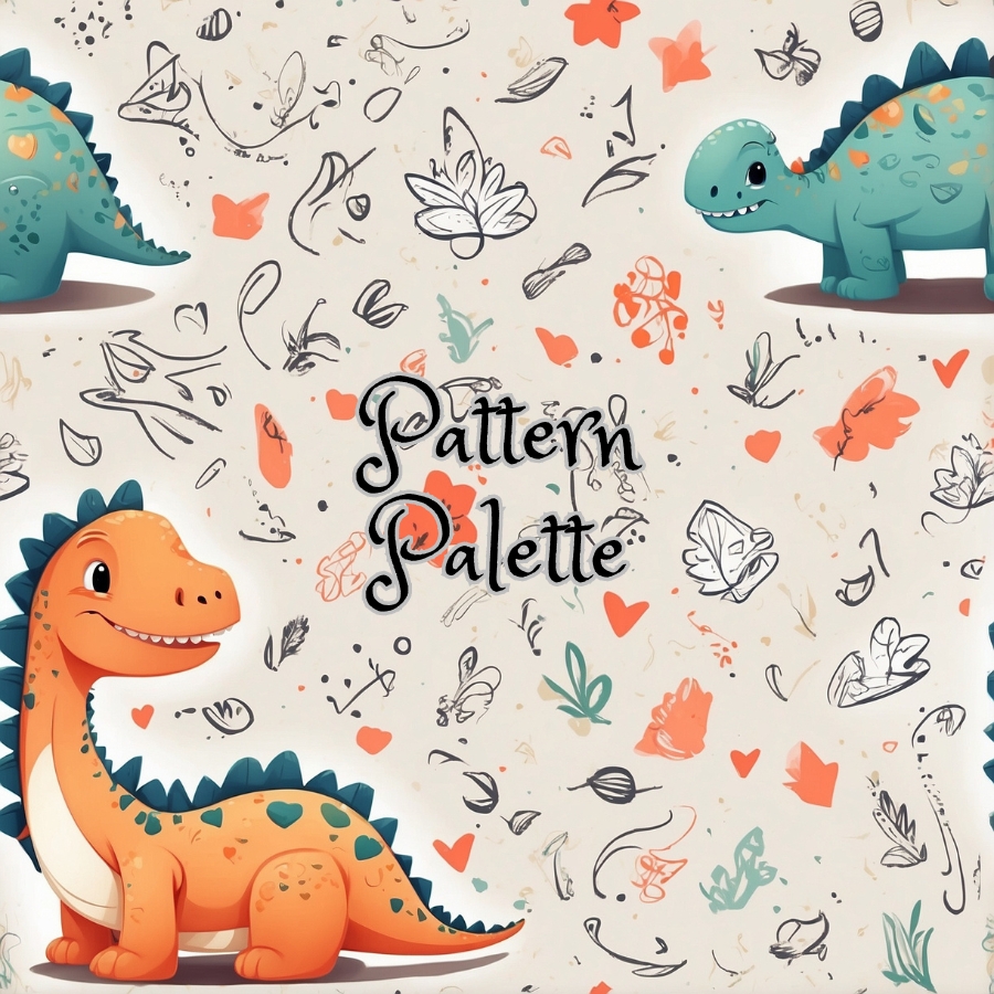 Jurassic Jamboree Dinosaurs Seamless Pattern, Fabric Pattern, Digital Paper, Scrapbooking Paper Designs