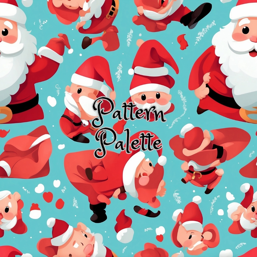 Santa Claus Holiday Cheer Seamless Pattern, Fabric Pattern, Digital Paper, Scrapbooking Paper Designs