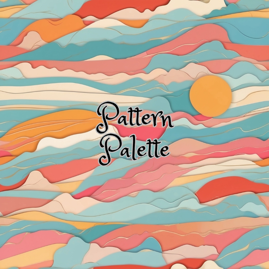 Abstract Sunset Waves Seamless Pattern, Fabric Pattern, Digital Paper ...