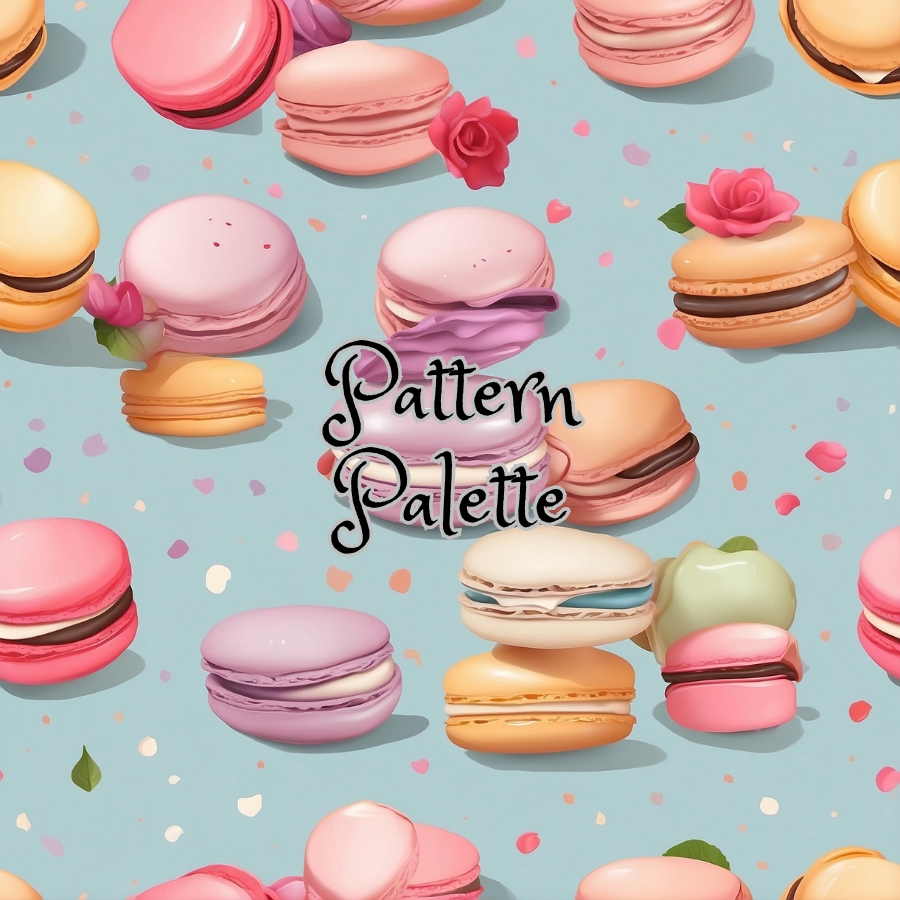 Macarons And Roses Playtime Seamless Pattern, Cute Fabric Pattern, Digital Pattern, Scrapbooking Paper Designs