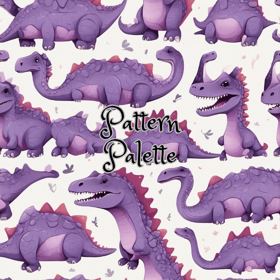 Purple Dinosaurs Seamless Pattern, Cute Fabric Pattern, Digital Pattern, Scrapbooking Paper Designs