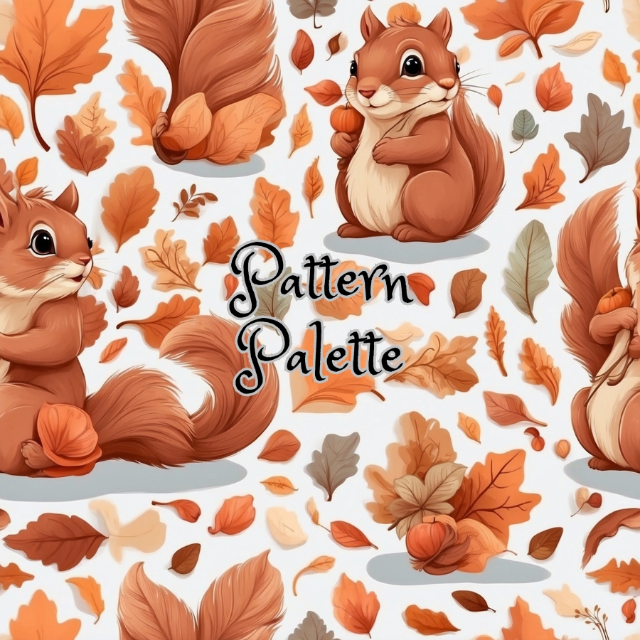 Autumn Squirrels And Leaves Seamless Pattern, Cute Fabric Pattern, Digital Pattern, Scrapbooking Paper Designs