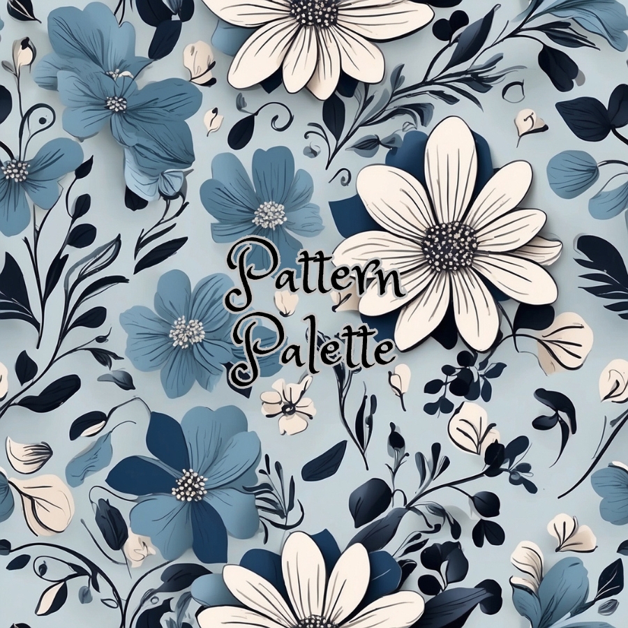 Serene Blue Floral Seamless Pattern, Cute Fabric Pattern, Digital Pattern, Scrapbooking Paper Designs