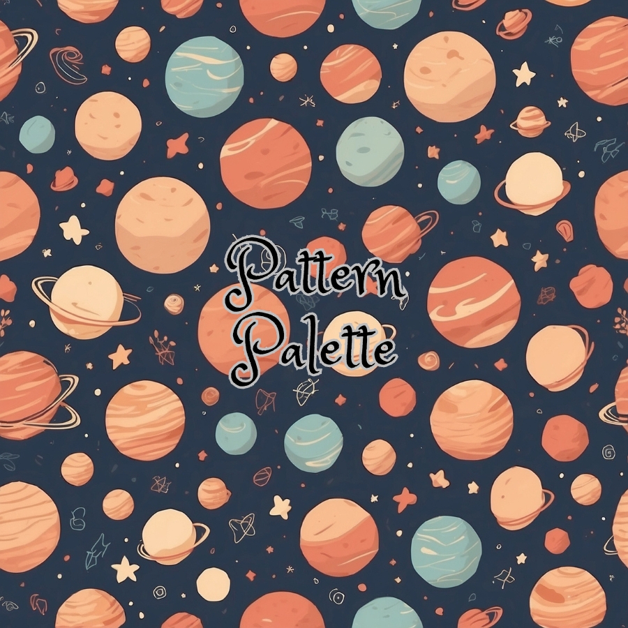 Starry Planets Seamless Pattern, Cute Fabric Pattern, Digital Pattern, Scrapbooking Paper Designs
