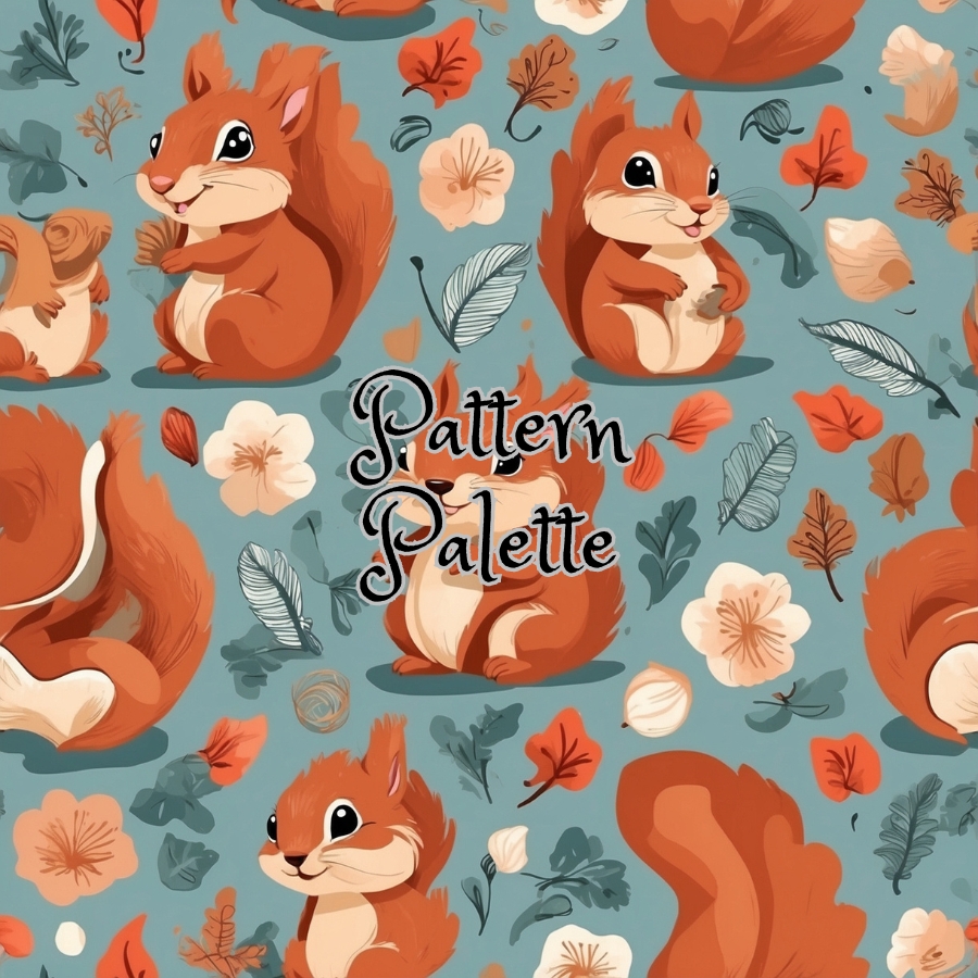 Whimsical Woodland Squirrel Seamless Pattern, Cute Fabric Pattern, Digital Pattern, Scrapbooking Paper Designs