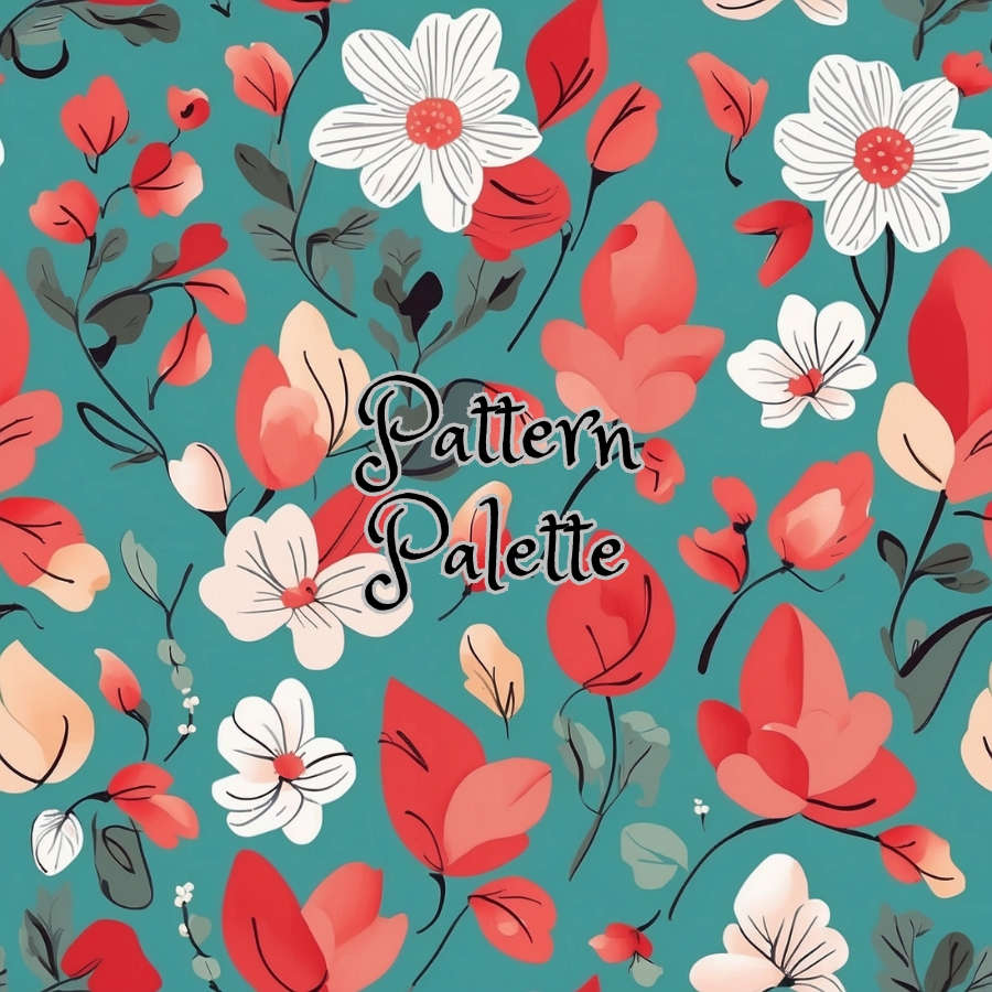 Floral Teal Blossom Seamless Pattern, Cute Fabric Pattern, Digital Pattern, Scrapbooking Paper Designs