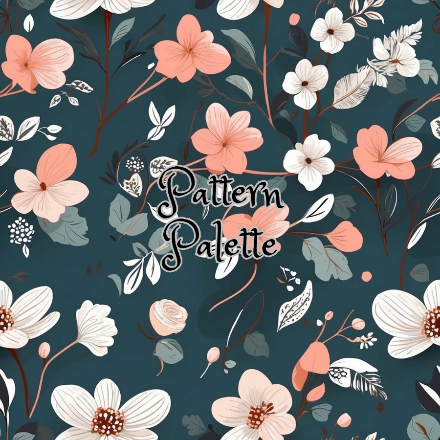 Midnight Floral Dance Seamless Pattern, Cute Fabric Pattern, Digital Pattern, Scrapbooking Paper Designs