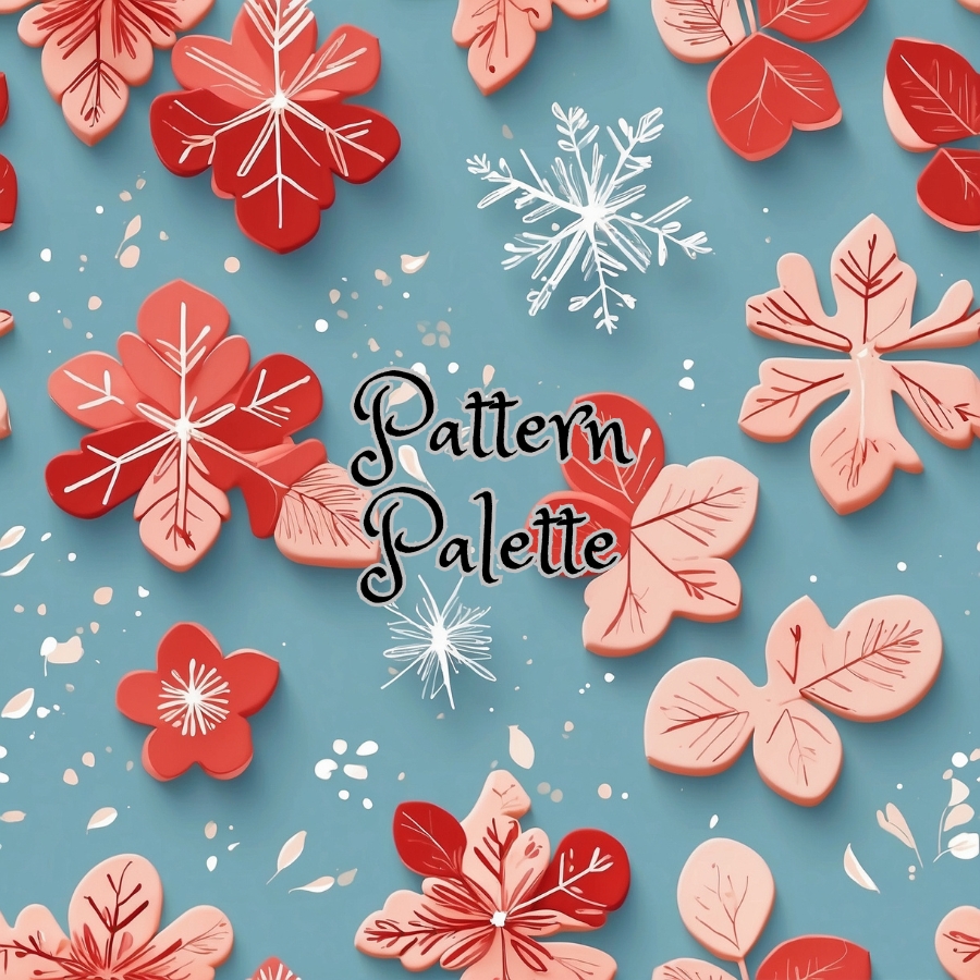 Winter Flora Seamless Pattern, Cute Fabric Pattern, Digital Pattern, Scrapbooking Paper Designs