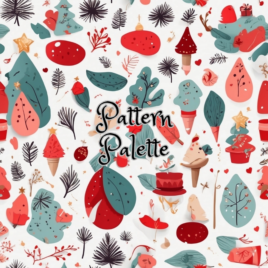 Whimsical Holiday Festive Foliage Seamless Pattern, Fabric Pattern, Digital Pattern, Scrapbooking Paper Designs