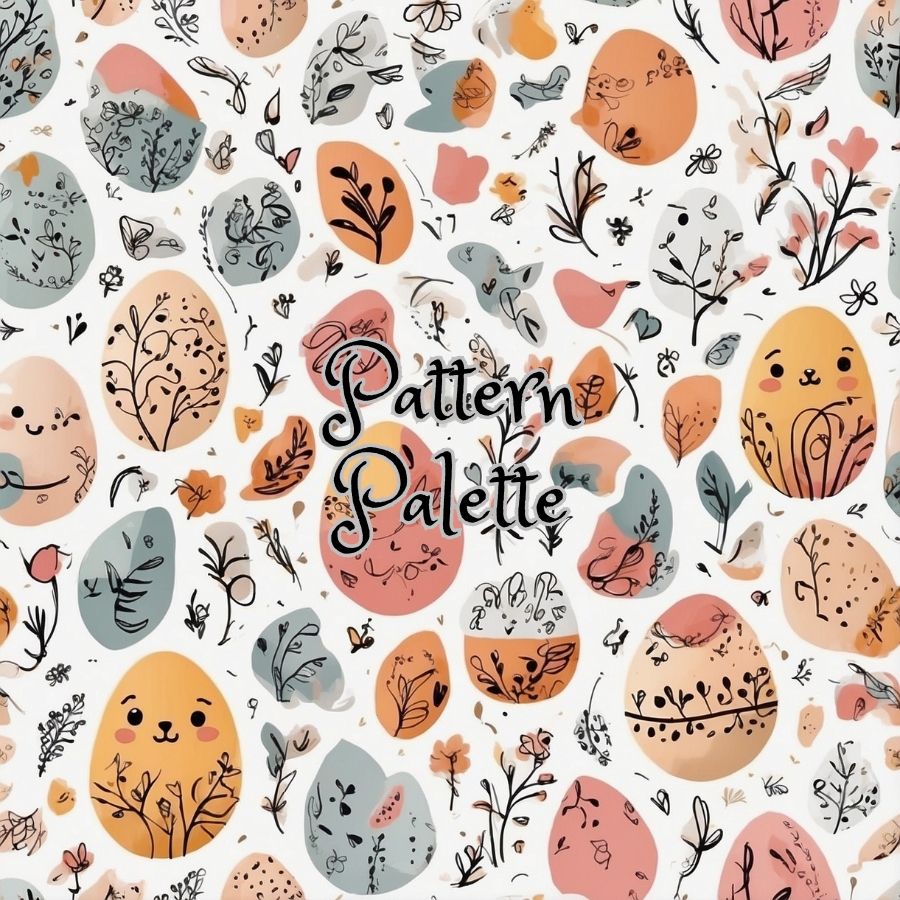 Whimsical Easter Eggs And Florals Seamless Pattern, Fabric Pattern, Digital Pattern, Scrapbooking Paper Designs