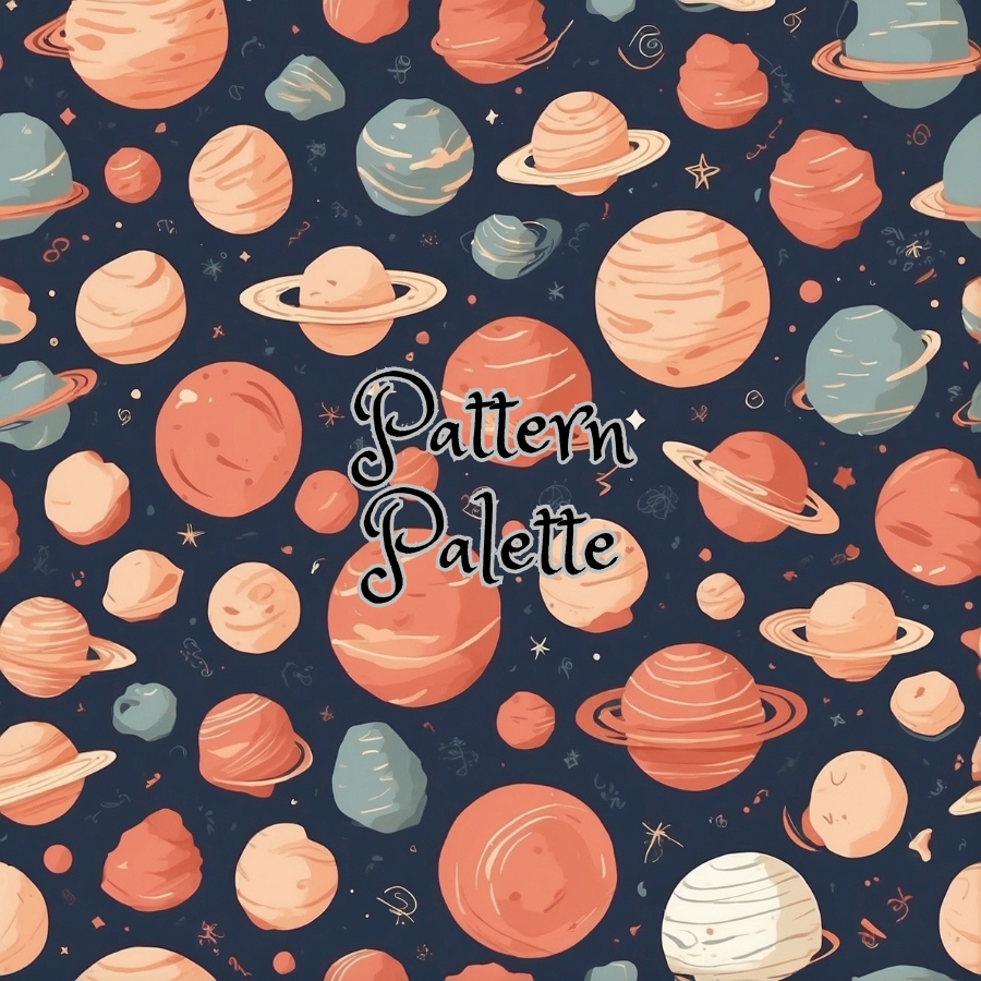 Space Planets Seamless Pattern, Fabric Pattern, Digital Pattern, Scrapbooking Paper Designs
