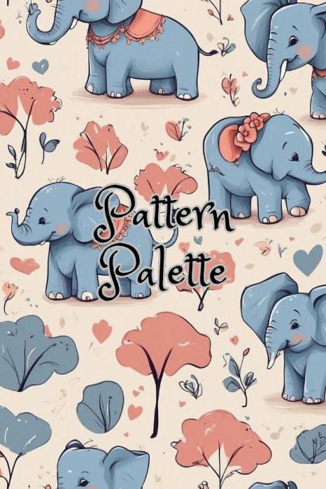 Elephant Whimsy Seamless Pattern, Fabric Pattern, Digital Paper, Fabric Design