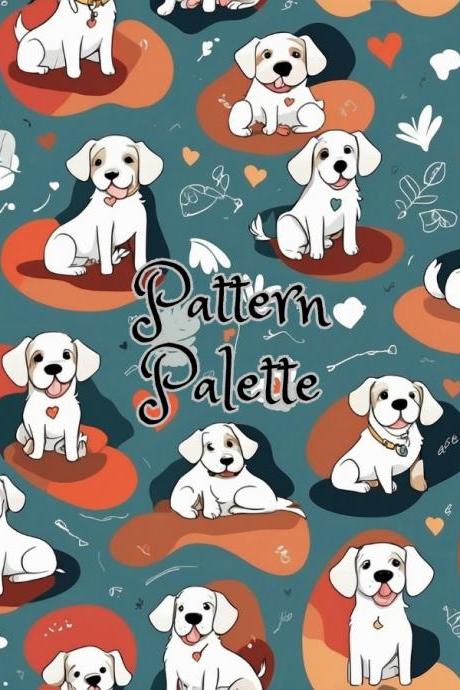 Canine Cuddles Puppies Seamless Pattern, Fabric Pattern, Digital Paper, Scrapbooking Paper Designs