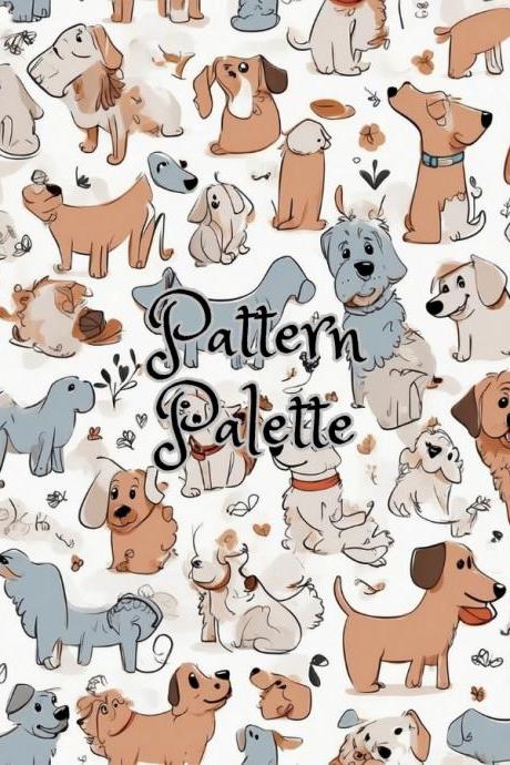 Paw Pals Parade Dogs Seamless Pattern, Fabric Pattern, Digital Paper, Scrapbooking Paper Designs