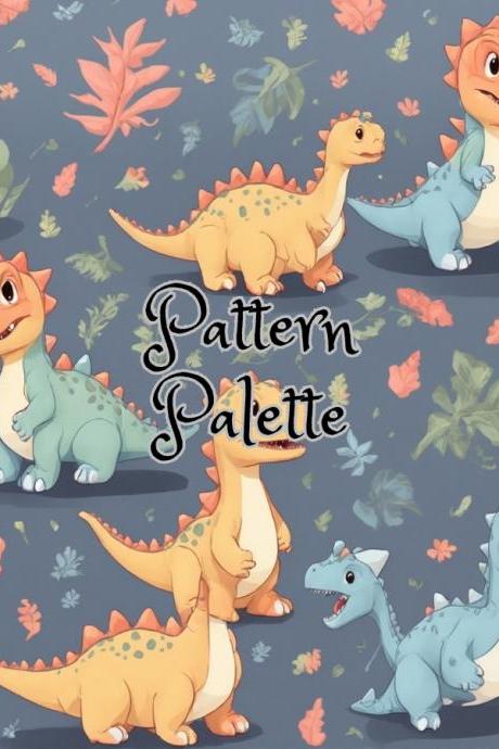 Cute Dinosaur Playtime Seamless Pattern, Cute Fabric Pattern, Digital Pattern, Scrapbooking Paper Designs