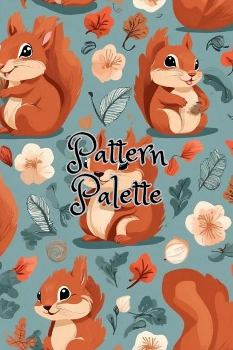 Whimsical Woodland Squirrel Seamless Pattern, Cute Fabric Pattern, Digital Pattern, Scrapbooking Paper Designs