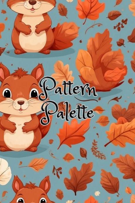 Autumn Squirrels And Foliage Seamless Pattern, Cute Fabric Pattern, Digital Pattern, Scrapbooking Paper Designs