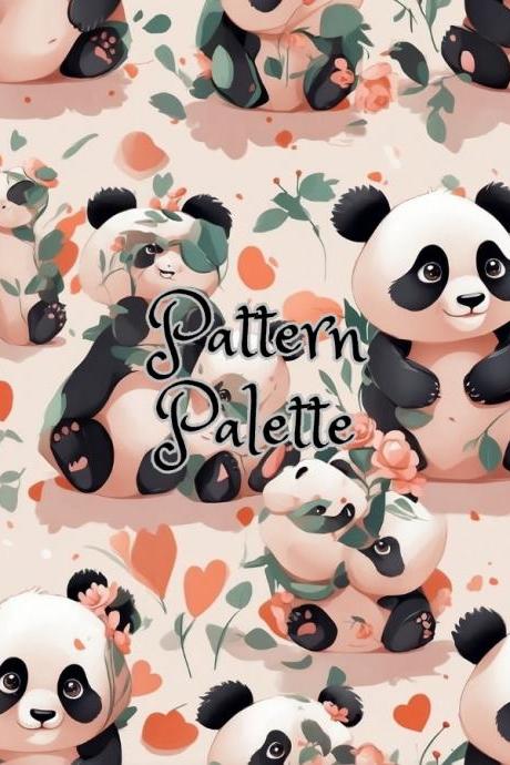 Floral Panda Play Seamless Pattern, Fabric Pattern, Digital Pattern, Scrapbooking Paper Designs