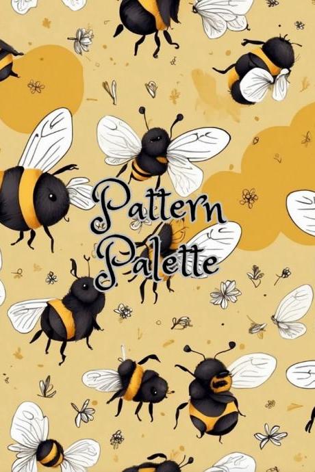 Bumble Bee Buzz Seamless Pattern, Fabric Pattern, Digital Pattern, Scrapbooking Paper Designs