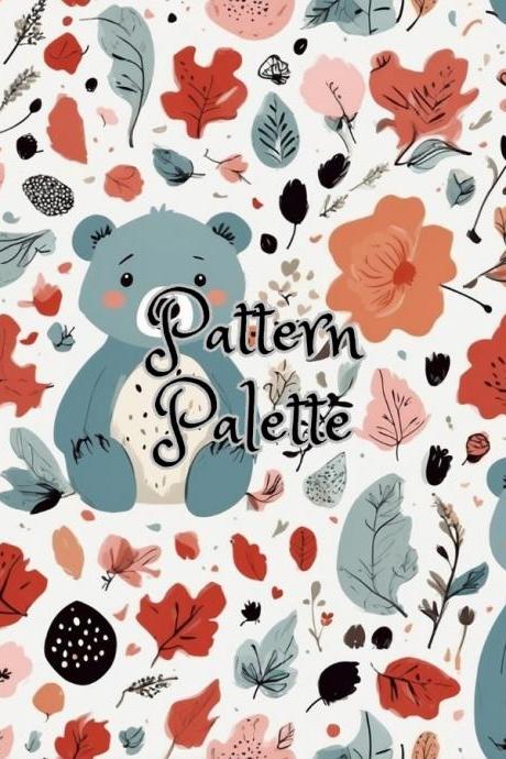 Whimsical Bear And Floral Seamless Pattern, Fabric Pattern, Digital Pattern, Scrapbooking Paper Designs