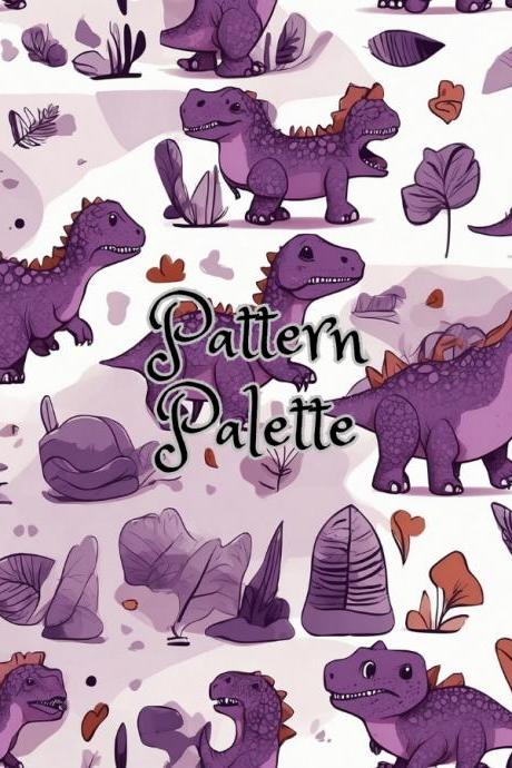 Cute Purple Dinosaurs Seamless Pattern, Fabric Pattern, Digital Pattern, Scrapbooking Paper Designs