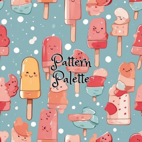 Sweet Summer Treats Popsicles Seamless pattern, Cute Fabric Pattern, Digital Pattern, Scrapbooking Paper Designs
