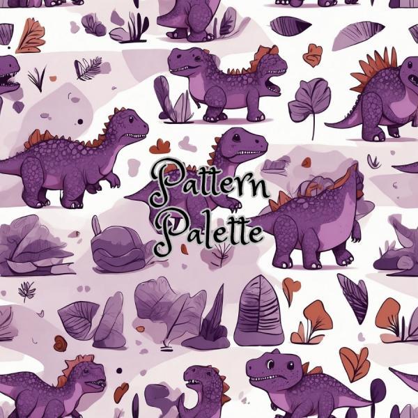 Cute Purple Dinosaurs Seamless pattern, Fabric Pattern, Digital Pattern, Scrapbooking Paper Designs