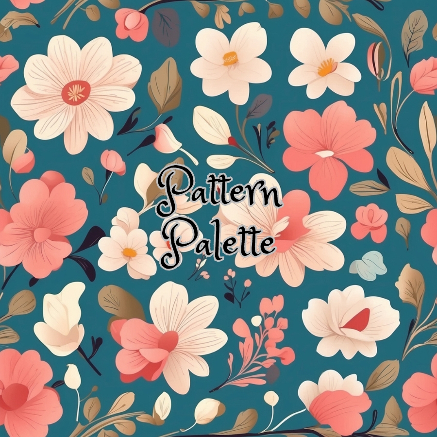 Pink Flowers Teal Seamless Pattern, Cute Fabric Pattern, Digital ...